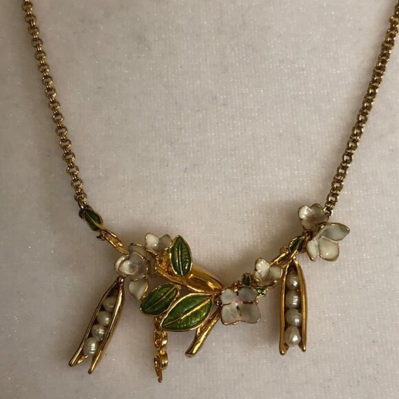 BILL SKINNER Retired Pearl Peas in Pod Gold Necklace Rare - Picture 9 of 17